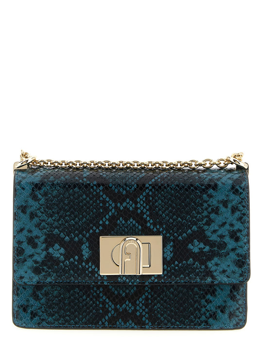 Furla Blaue Umhängetasche aus Ziegenleder