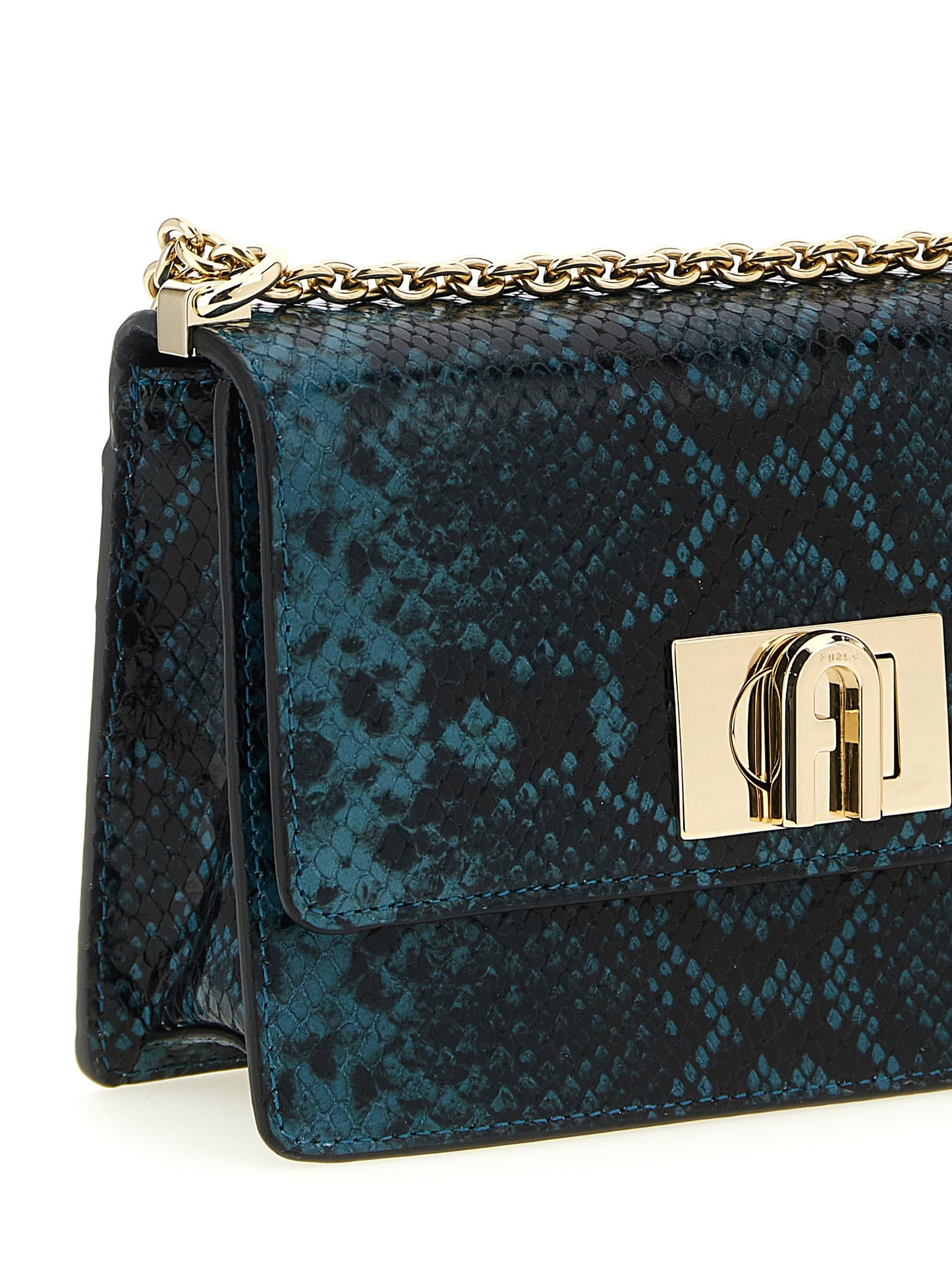 Furla Blaue Umhängetasche aus Ziegenleder