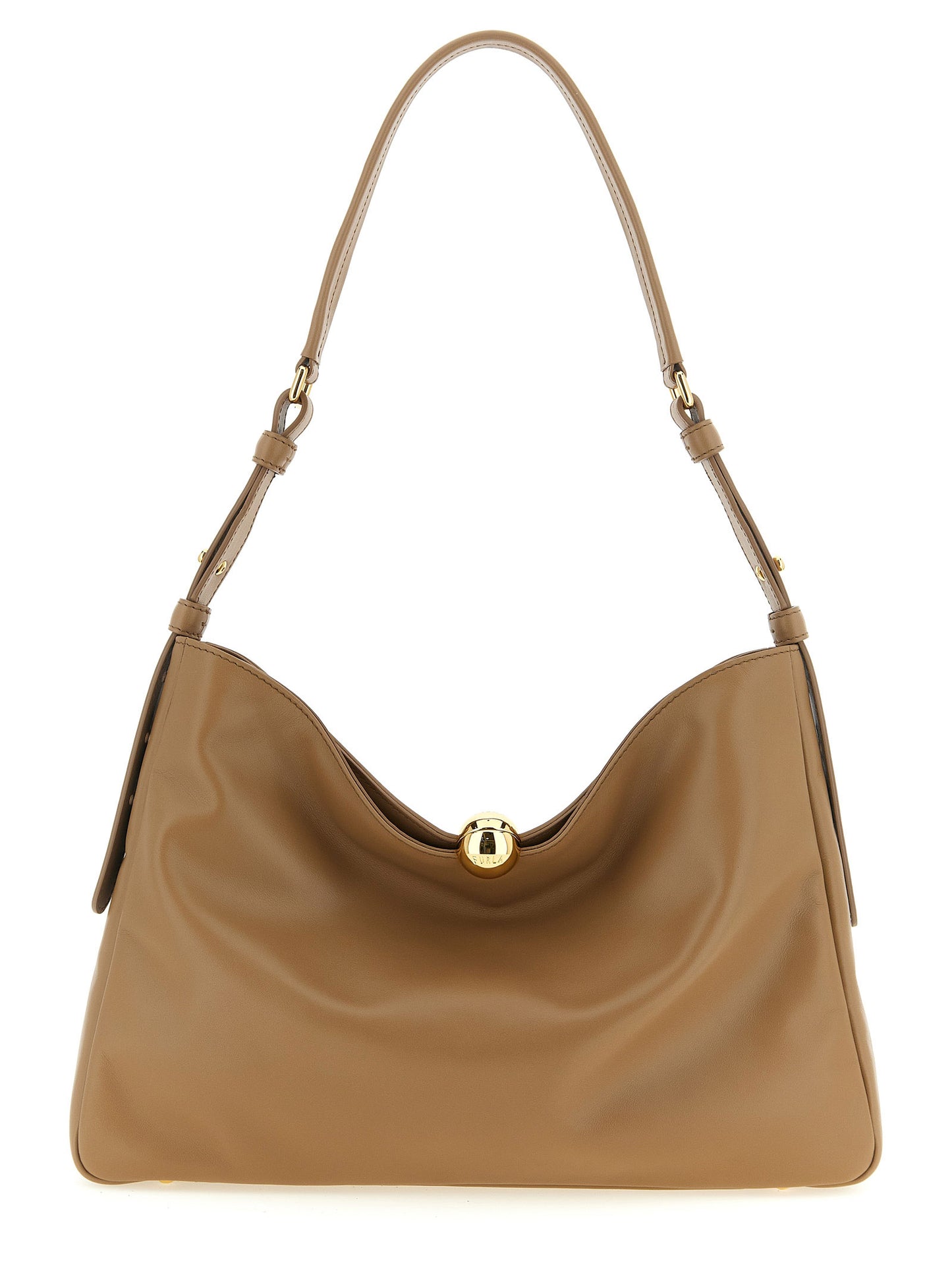 Furla Beigefarbene Kalbshaut Schultertasche