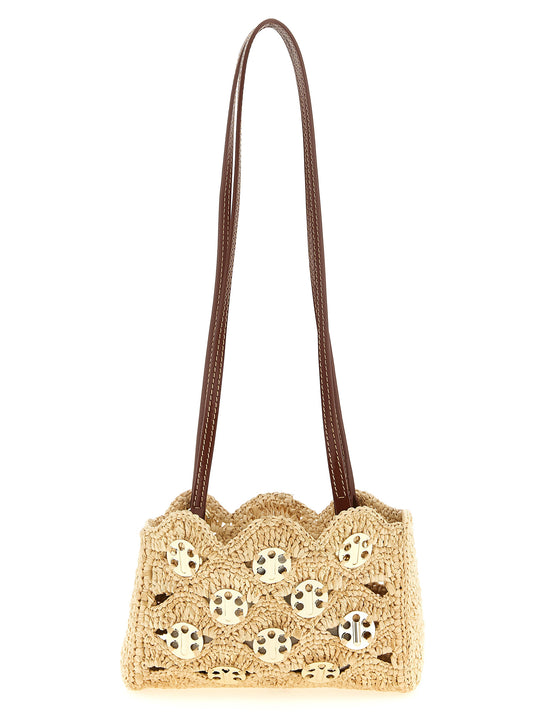 Paco Rabanne Beige Ramie Schultertasche