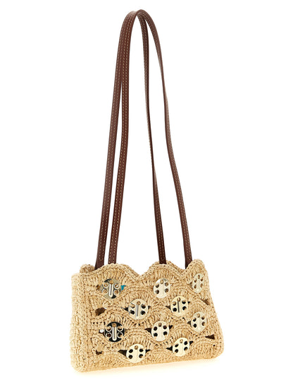 Paco Rabanne Beige Ramie Schultertasche
