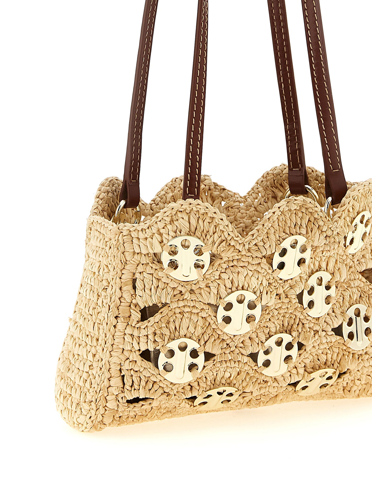 Paco Rabanne Beige Ramie Schultertasche