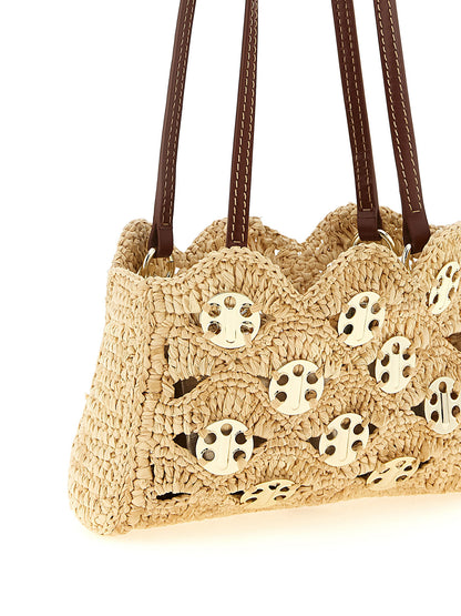 Paco Rabanne Beige Ramie Schultertasche