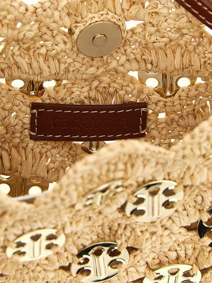 Paco Rabanne Beige Ramie Schultertasche