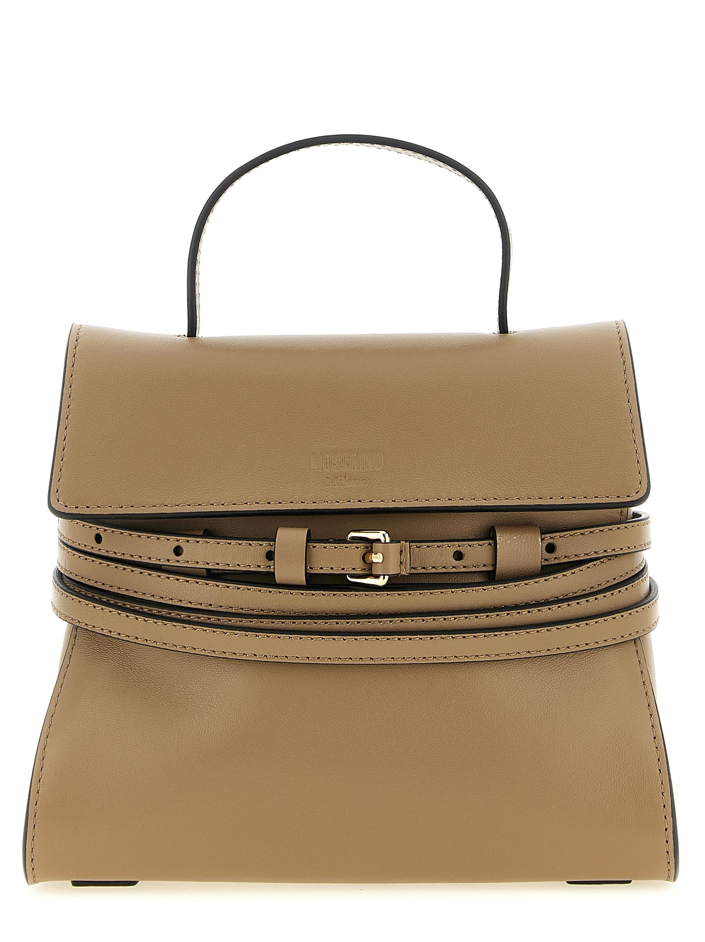 Moschino Beige Napa Leder / Kalbsleder Bos Taurus Handtasche