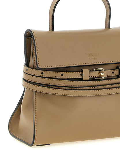 Moschino Beige Napa Leder / Kalbsleder Bos Taurus Handtasche