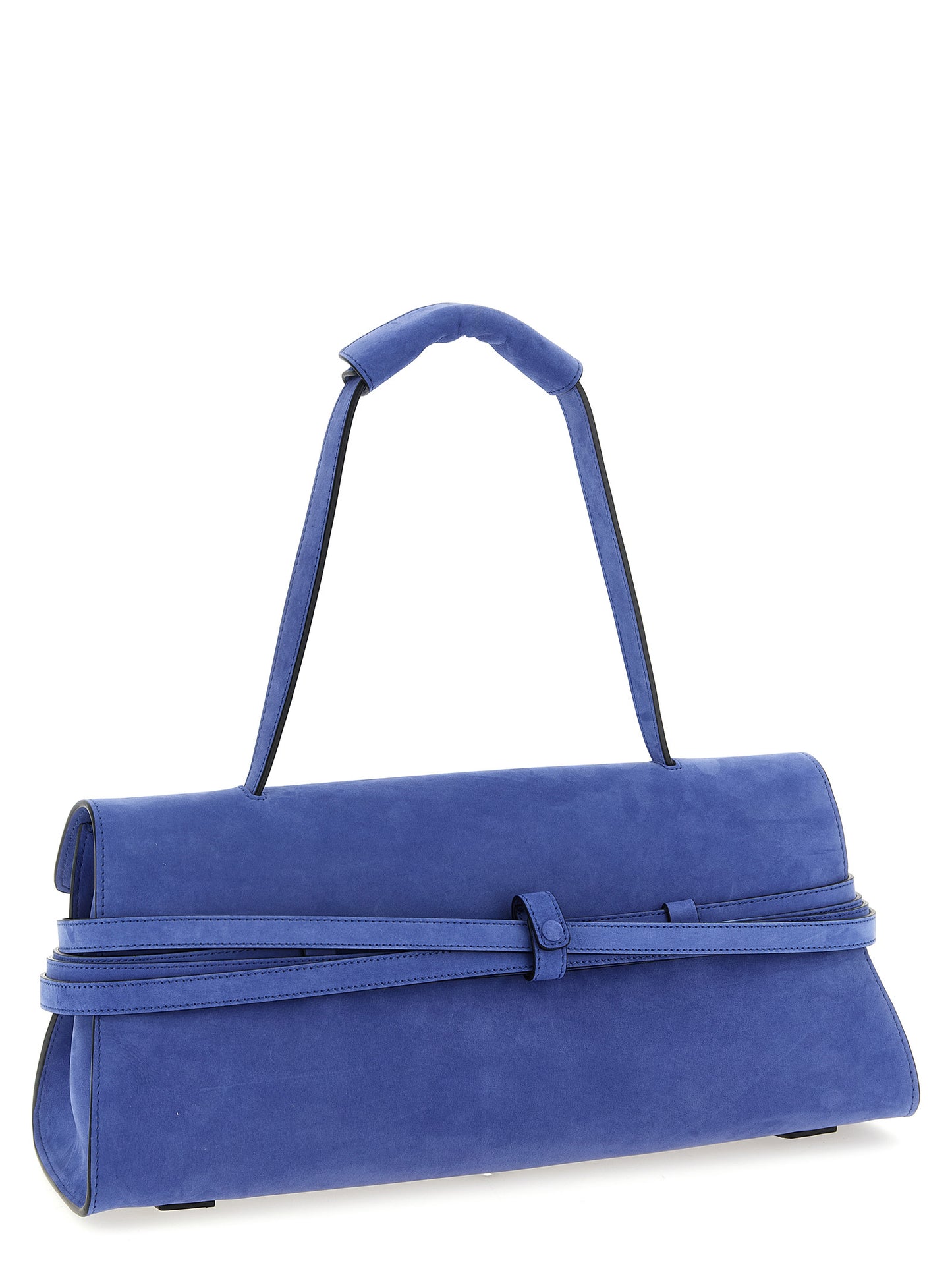 Moschino Schultertasche aus blauem Kalbsleder