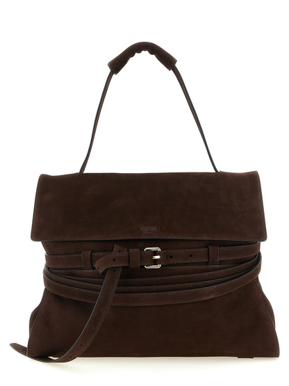 Moschino Braunes Kalbsleder Damen Crossbody Tasche