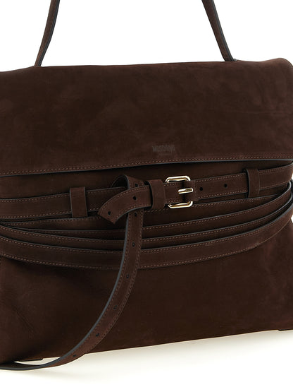 Moschino Braunes Kalbsleder Damen Crossbody Tasche