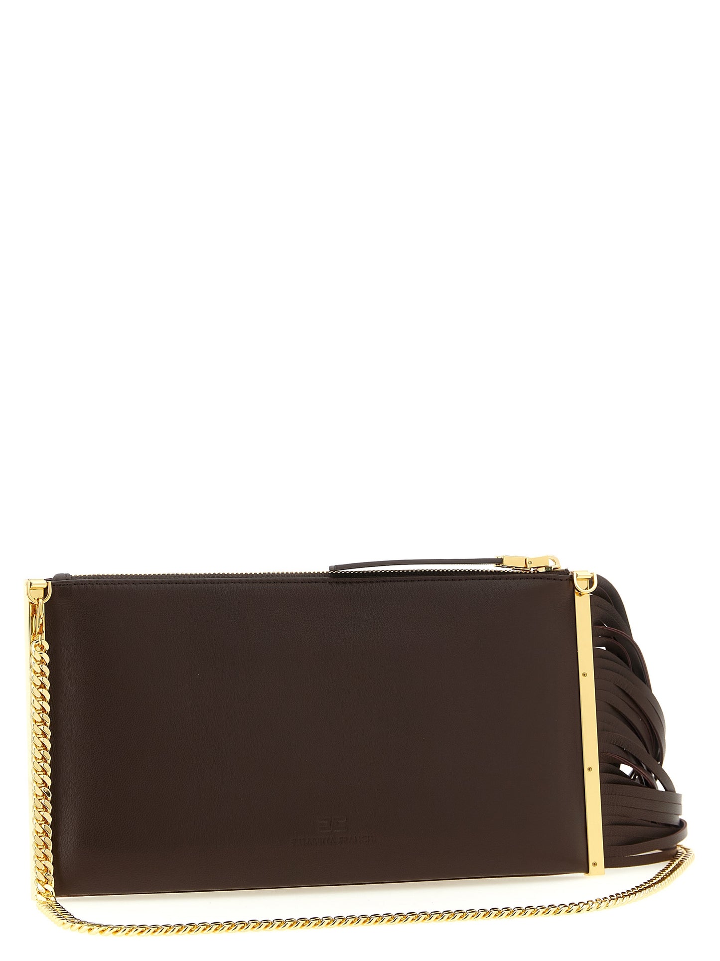 Elisabetta Franchi Braune Leder Clutch Bag