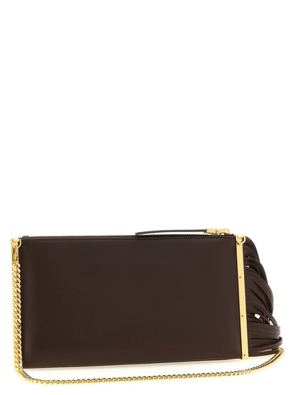 Elisabetta Franchi Braune Leder Clutch Bag
