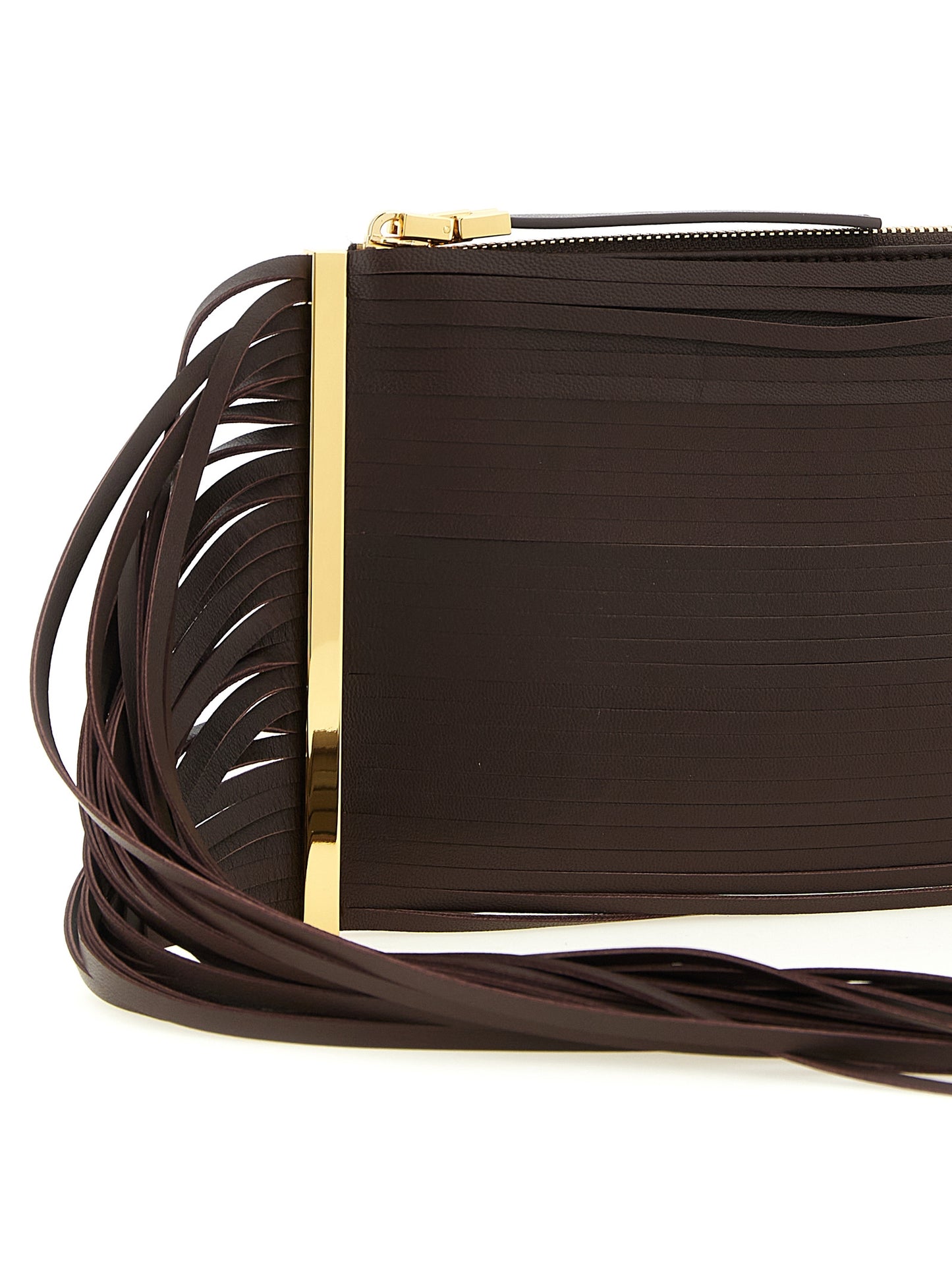 Elisabetta Franchi Braune Leder Clutch Bag
