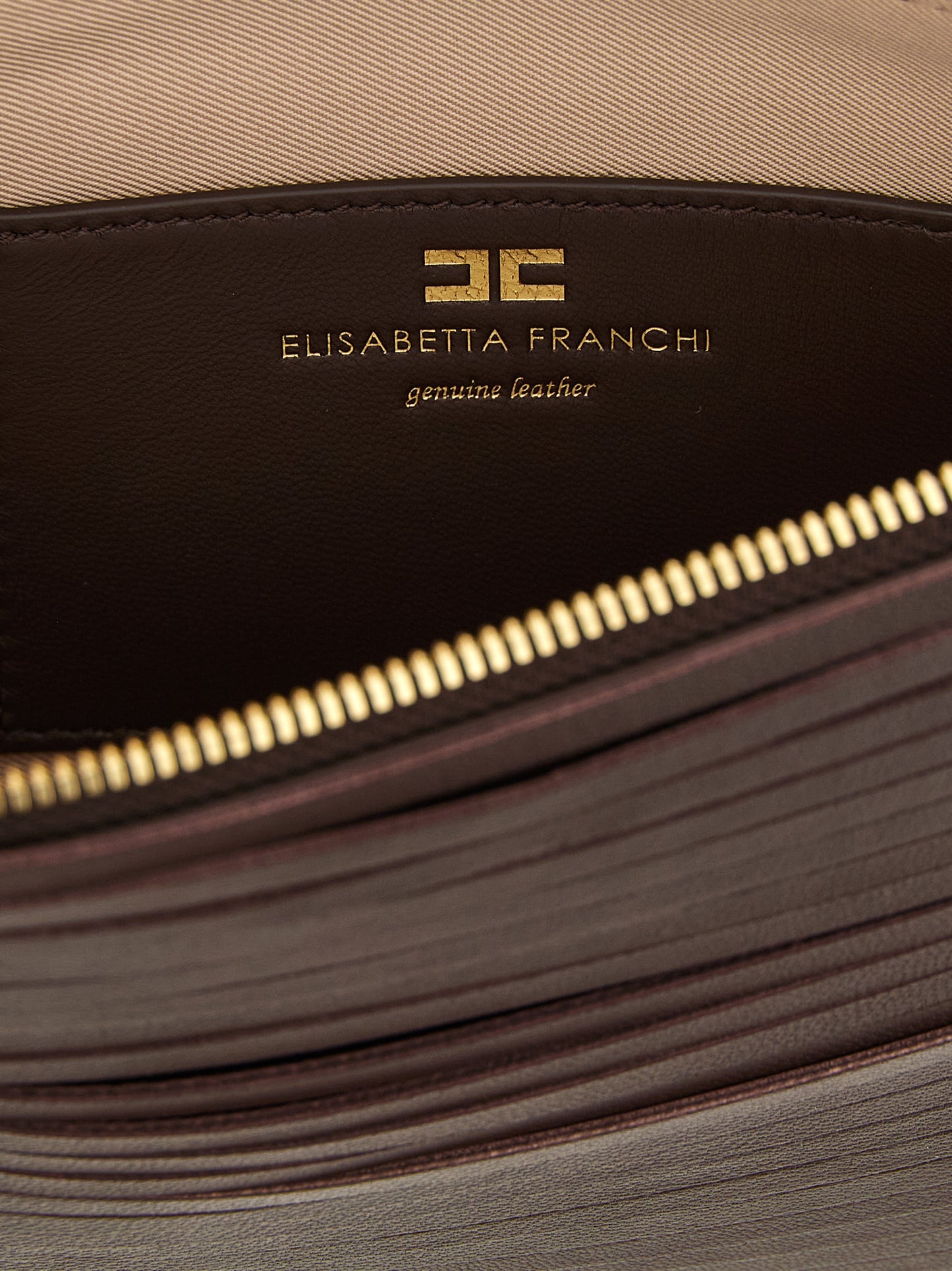 Elisabetta Franchi Braune Leder Clutch Bag