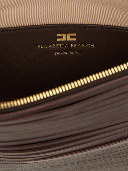 Elisabetta Franchi Braune Leder Clutch Bag