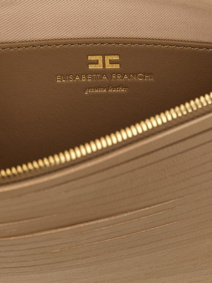 Elisabetta Franchi Beige Leder Clutch Bag