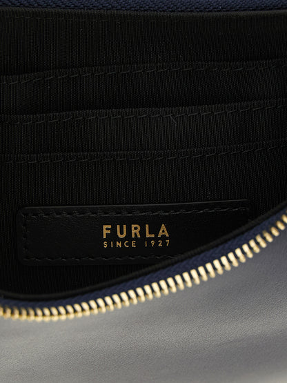 Furla Schultertasche aus blauem Kalbsleder