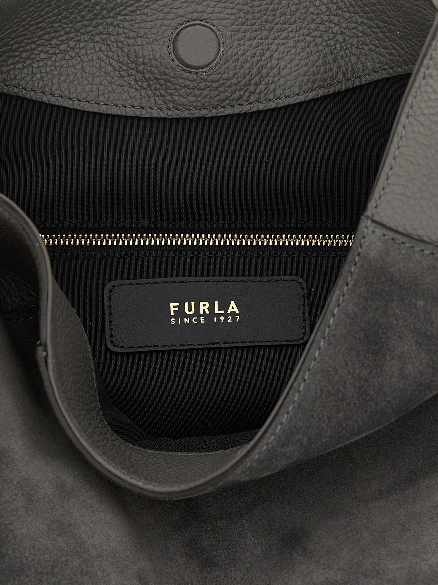 Furla Graue Kalbsleder-Umhängetasche