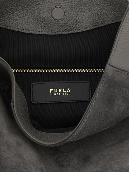 Furla Graue Kalbsleder-Umhängetasche