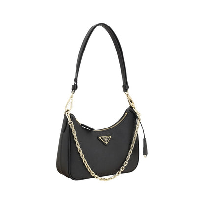 Prada Schwarze Bos Taurus Kalbsleder Schultertasche