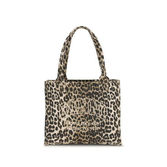Ganni Braune Schultertasche aus recycelter Baumwolle