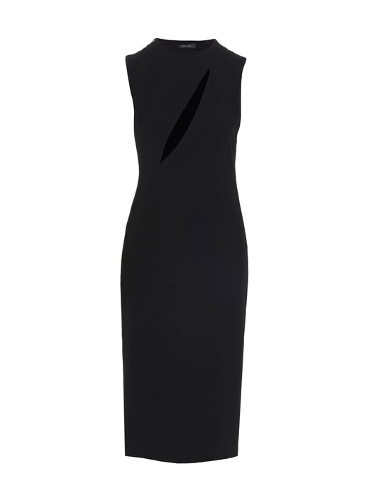 Versace Schwarzes Midi-Kleid aus Acetat