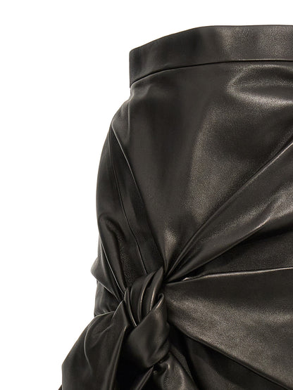 Alexander McQueen Langer Rock aus schwarzem Lammleder
