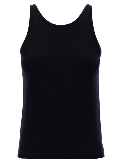 Max Mara Blaue Tanktops aus reiner Schurwolle