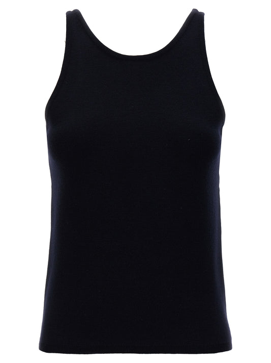 Max Mara Blaue Tanktops aus reiner Schurwolle