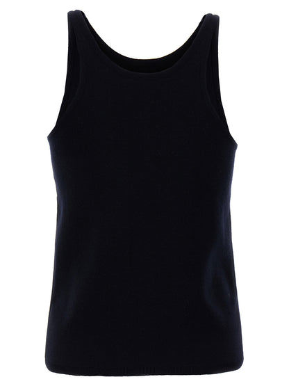 Max Mara Blaue Tanktops aus reiner Schurwolle
