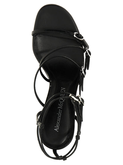 Alexander McQueen Schwarze Stilettosandalen aus Lammleder
