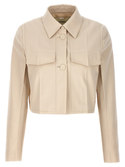 Fendi Beige Wollmantel Lang