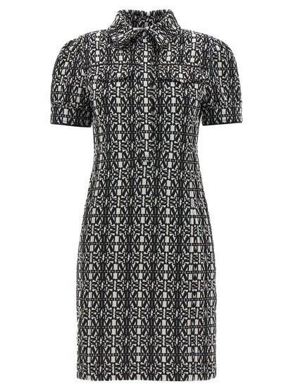 Max Mara Kurzes Zweifarben-Polyesterkleid