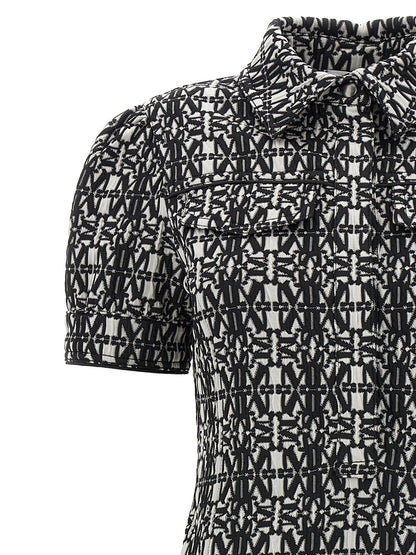 Max Mara Kurzes Zweifarben-Polyesterkleid
