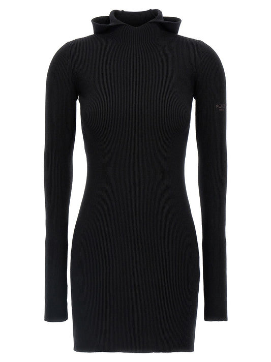 Fendi Schwarzes Wollkleid Kurz