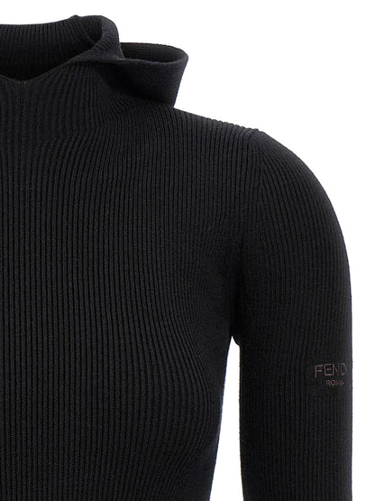 Fendi Schwarzes Wollkleid Kurz