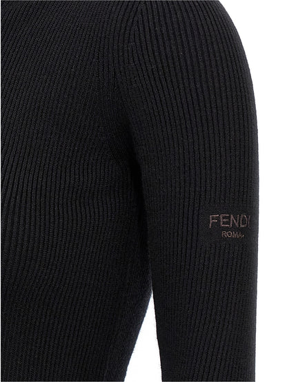 Fendi Schwarzes Wollkleid Kurz