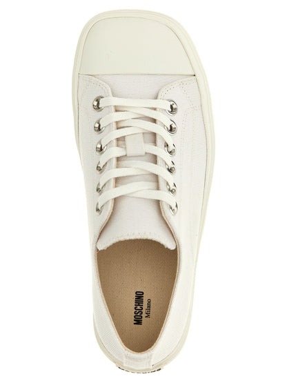Moschino Weiße Low-Top-Sneaker aus Baumwolle
