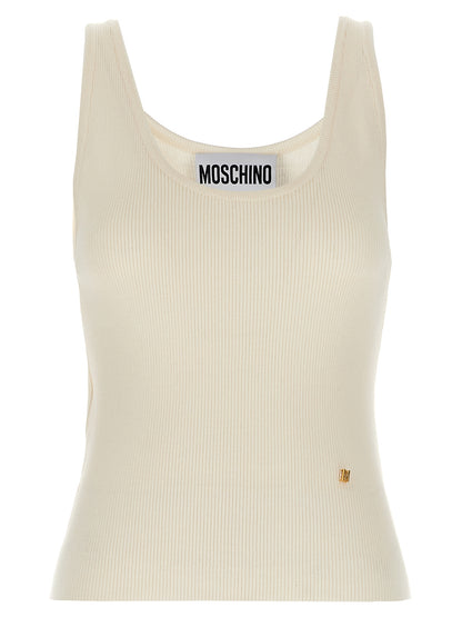 Moschino Ärmelloses T-Shirt aus weißer Schurwolle