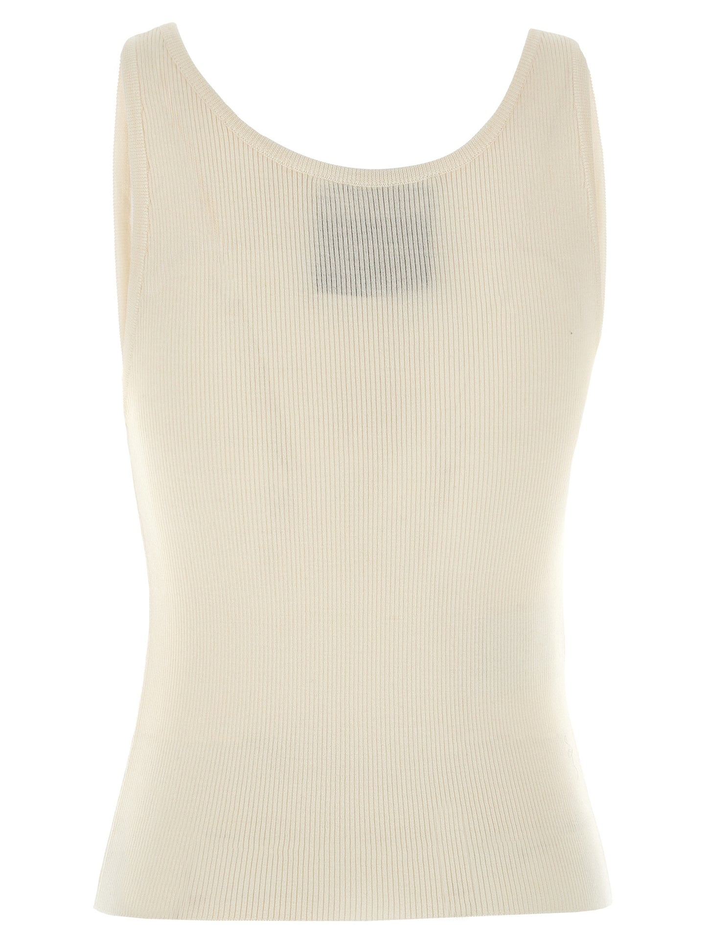 Moschino Ärmelloses T-Shirt aus weißer Schurwolle