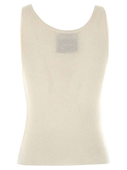 Moschino Ärmelloses T-Shirt aus weißer Schurwolle