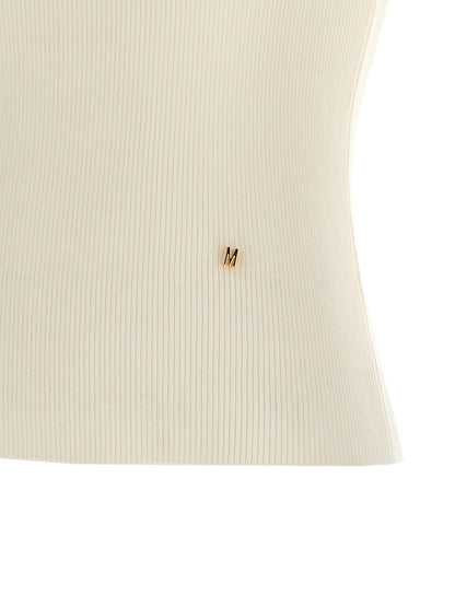 Moschino Ärmelloses T-Shirt aus weißer Schurwolle