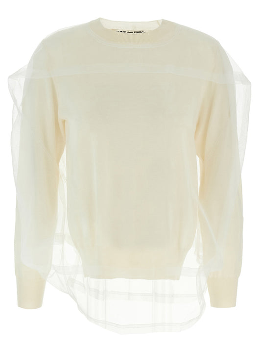 Comme Des Garçons Weiße Wollstrickjacke