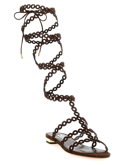 Aquazzura Braune Sandalen aus Ziegenleder