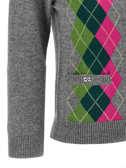 Ganni Grauer Cardigan aus Merinowolle
