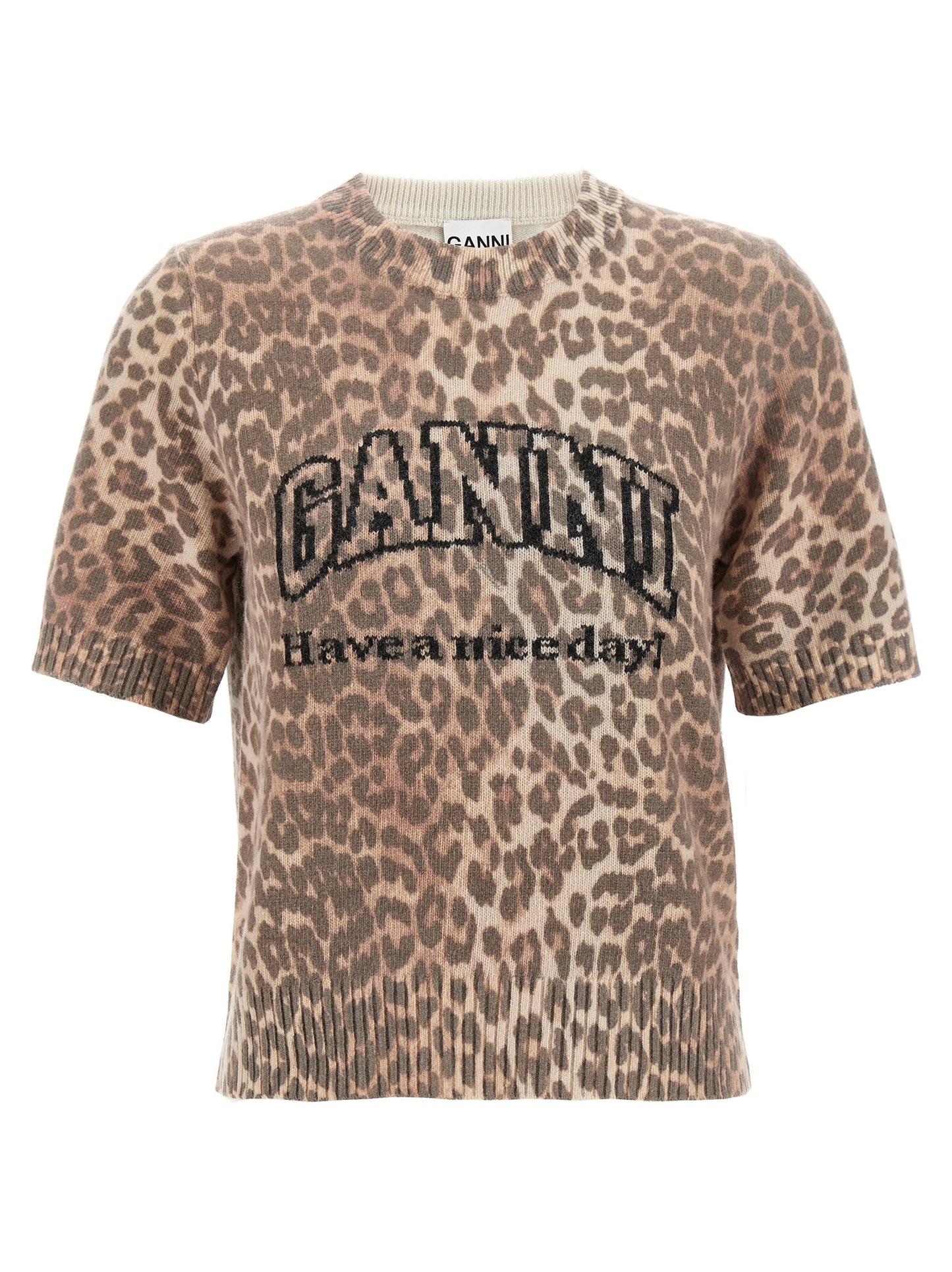 Ganni Braunes Woll-T-Shirt