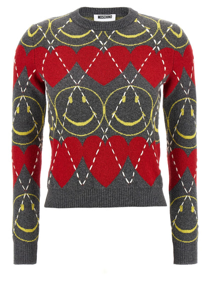 Moschino Mehrfarbige Wollstrickjacke