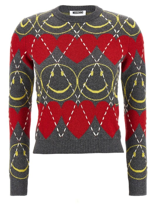Moschino Mehrfarbige Wollstrickjacke