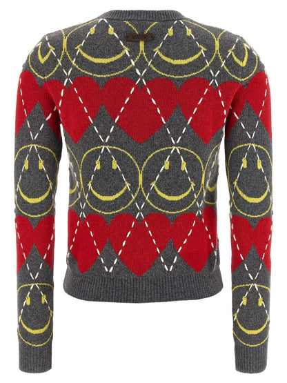 Moschino Mehrfarbige Wollstrickjacke