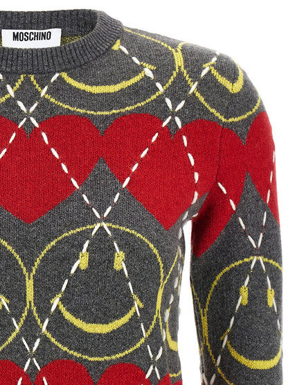 Moschino Mehrfarbige Wollstrickjacke