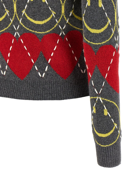 Moschino Mehrfarbige Wollstrickjacke